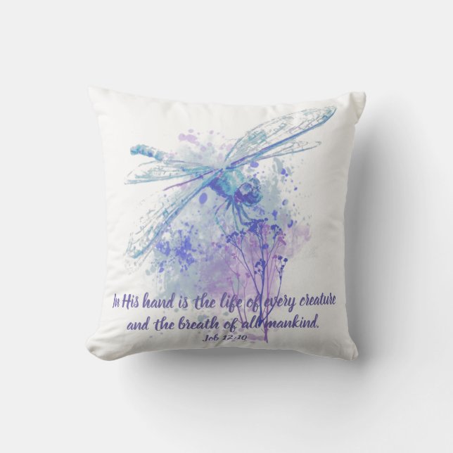 Job 12:10 Schrift Leven van elk schepsel Kussen (Voorkant)