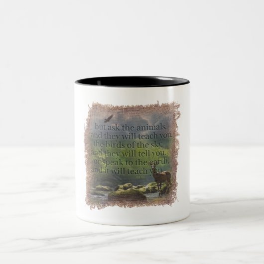 JOB 12:7 - Coffee Mug Tweekleurige Koffiemok (Center)