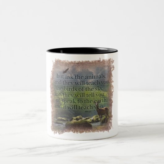 JOB 12:7 - Coffee Mug Tweekleurige Koffiemok (Center)