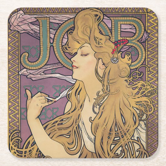 Job (1896) door Alphonse Mucha Kartonnen Onderzetters (Voorkant)