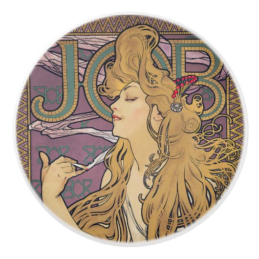 Job (1896) door Alphonse Mucha Keramische Knop (Voorkant)