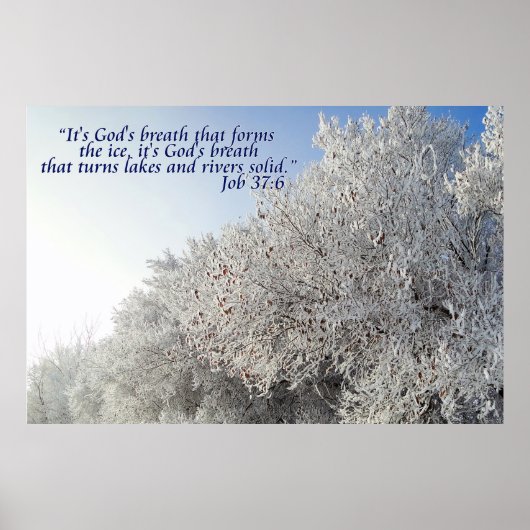 Job 37:6 Inspirational Winter Landscape Poster (Voorkant)