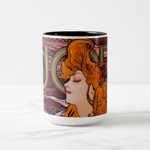 JOB door Alphonse Mucha  Art Nouveau Artwork Tweekleurige Koffiemok