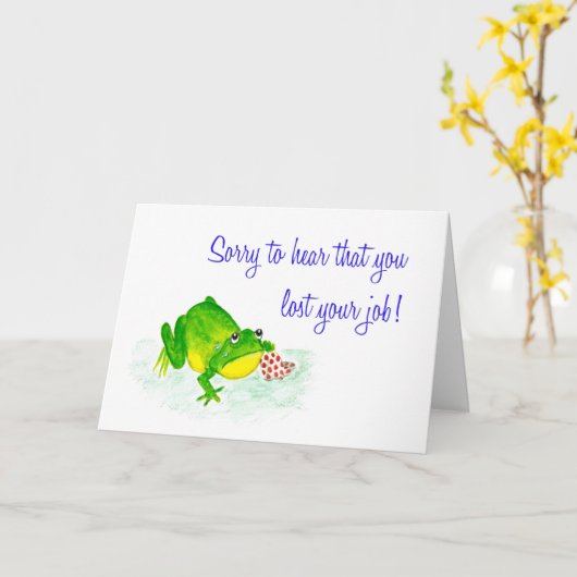 Job Loss Sympathy Card - Trieste Groene Kikker Kaart (Gele Bloem)
