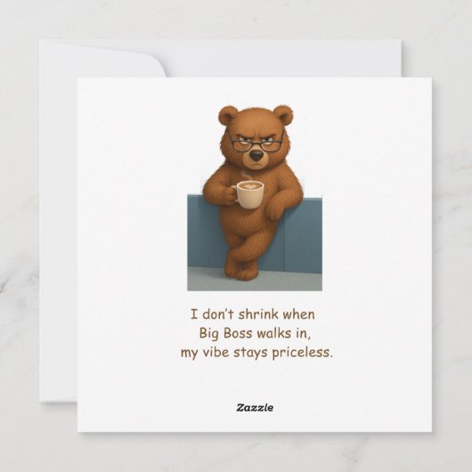 Job Promotion – Koffie, Beren & Kantoorhumor Feestdagenkaart (Achterkant)