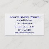 Job Shop en Machine Shop Visitekaartje (Achterkant)