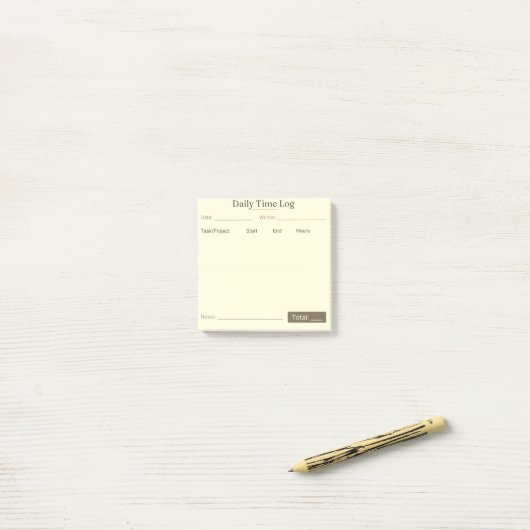 Job Time Log Notepad – Work Hours Tracker Post-it® Notes (Op bureau)