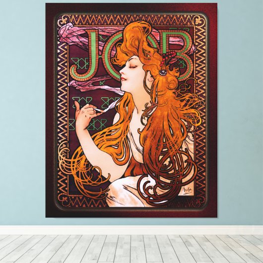 JOB van Alphonse Mucha  Art Nouveau Artwork Canvas Afdruk (Insitu (Houten vloer))