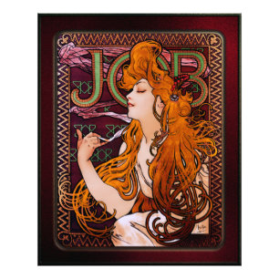 JOB van Alphonse Mucha Art Nouveau Artwork Foto Afdruk