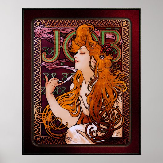 JOB van Alphonse Mucha Art Nouveau Artwork Poster (Voorkant)