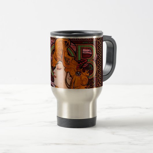 JOB van Alphonse Mucha  Art Nouveau Artwork Reisbeker (Voorkant rechts)