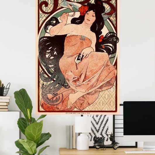 JOB van Alphonse Mucha Poster (Thuiskantoor)