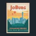 JoBerg, Zuid-Afrika Briefkaart<br><div class="desc">Anderson Design Group is een bekroonde illustratie- en ontwerpfirma in Nashville,  Tennessee. Oprichter Joel Anderson leidt een team van getalenteerde artiesten naar creëer originele poster kunst die lijkt op klassieke  prints van de jaren 20 tot de jaren 60.</div>