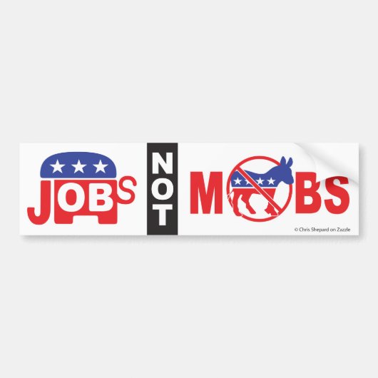 JOBS MOBS Republikein Pro Free Market & Peace Bumpersticker (Voorkant)
