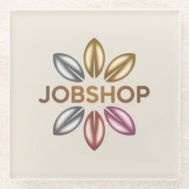 JobShop Gouden Bloem Logo Glas Onderzetter
