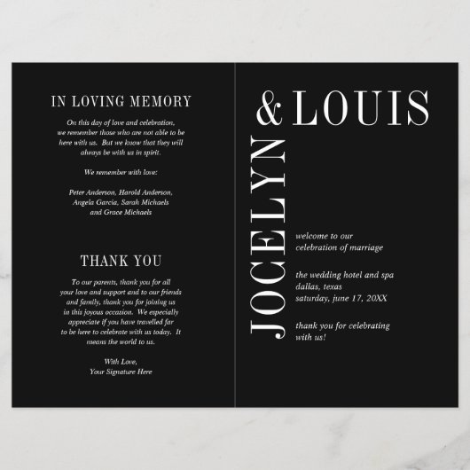 Jocelyn Black Modern huwelijksprogramma (Voorkant)