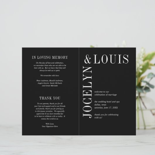 Jocelyn Black Modern huwelijksprogramma (Staand voorkant)