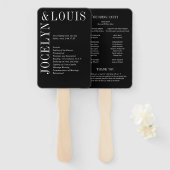 Jocelyn Black Modern huwelijksprogramma Handwaaier (Voorkant en achterkant)