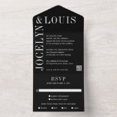 Jocelyn Black Modern Wedding All In One Uitnodiging (Binnen)