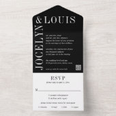 Jocelyn Black Modern Wedding All In One Uitnodiging (Binnen)
