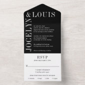 Jocelyn Black Modern Wedding All In One Uitnodiging (Binnen)