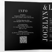 Jocelyn Black Modern Wedding Drieluik Uitnodiging (Binnenzijde eerst)
