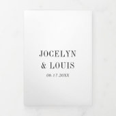 Jocelyn Black Modern Wedding Drieluik Uitnodiging (Cover)