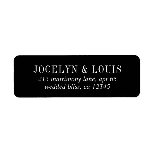 Jocelyn Black Modern Wedding Etiket (Voorkant)
