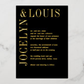 Jocelyn Black Modern Wedding Folie Uitnodiging (Voorkant)