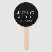 Jocelyn Black Modern Wedding Handwaaier (Voorkant)