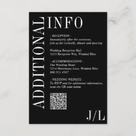 Jocelyn Black Modern Wedding Informatiekaartje