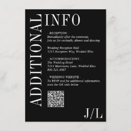 Jocelyn Black Modern Wedding Informatiekaartje