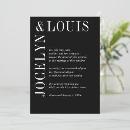 Jocelyn Black Modern Wedding Kaart