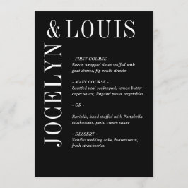 Jocelyn Black Modern Wedding Menu