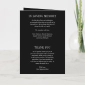 Jocelyn Black Modern Wedding Programma (Achterkant)