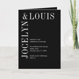 Jocelyn Black Modern Wedding Programma