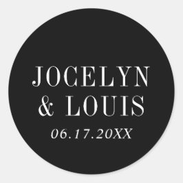 Jocelyn Black Modern Wedding Ronde Sticker