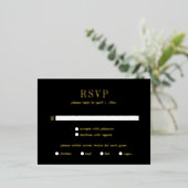 Jocelyn Black Modern Wedding RSVP Kaart (Staand Voorkant)