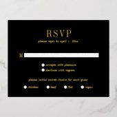 Jocelyn Black Modern Wedding RSVP Kaart (Voorkant)