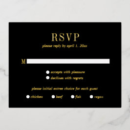 Jocelyn Black Modern Wedding RSVP Kaart