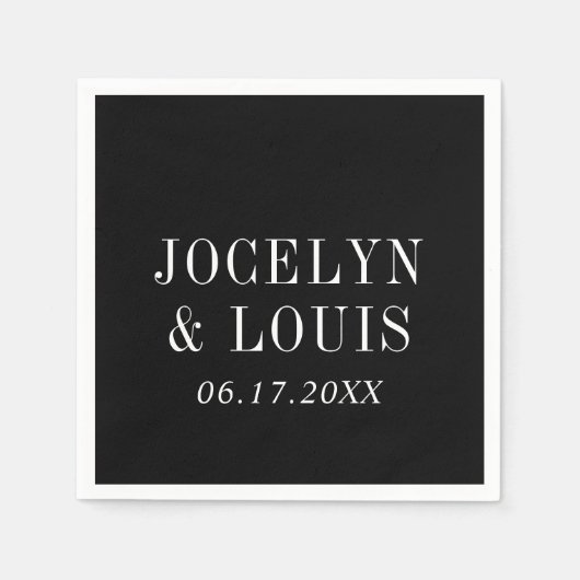 Jocelyn Black Modern Wedding Servet (Voorkant)