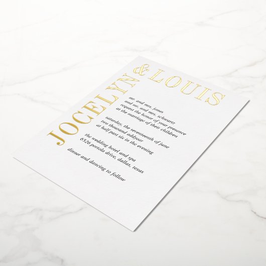 Jocelyn Modern Wedding Folie Uitnodiging (Gedraaid)