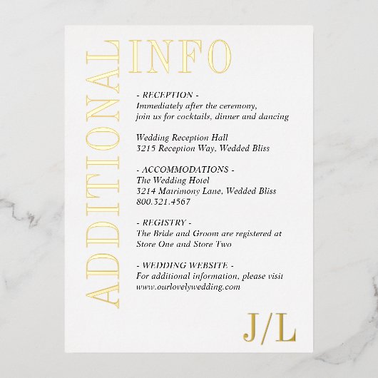 Jocelyn moderne trouwkaart bijlage folie uitnodiging briefkaart (Voorkant)