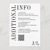 Jocelyn Zwart en Wit Modern Huwelijk Informatiekaartje (Voorkant)
