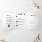 Jocelyn Zwart en Wit Modern Wedding Drieluik Uitnodiging (Binnen)