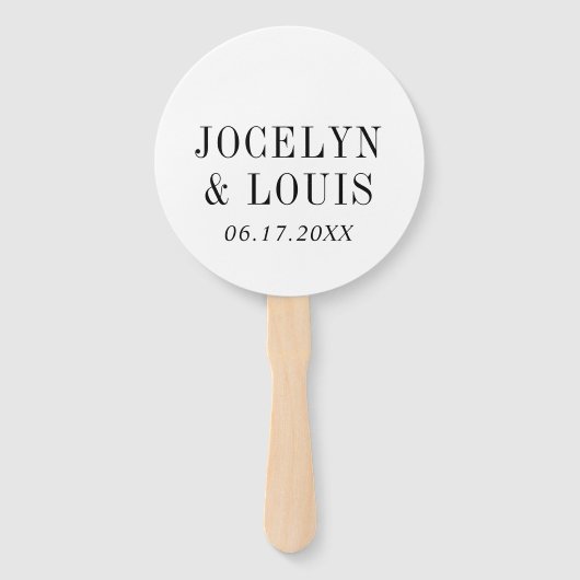 Jocelyn Zwart en Wit Modern Wedding Handwaaier (Voorkant)