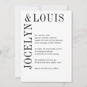 Jocelyn Zwart en Wit Modern Wedding Kaart (Voorkant)