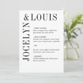 Jocelyn Zwart en Wit Modern Wedding Menu (Staand voorkant)