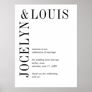 Jocelyn Zwart en Wit Modern Wedding Poster
