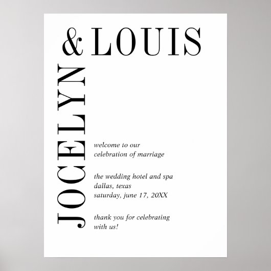 Jocelyn Zwart en Wit Modern Wedding Poster (Voorkant)